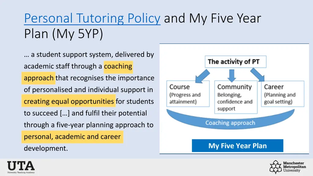 personal tutoring policy and my five year plan