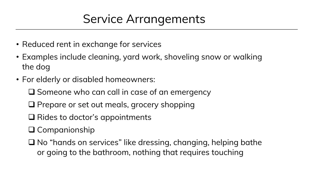 service arrangements