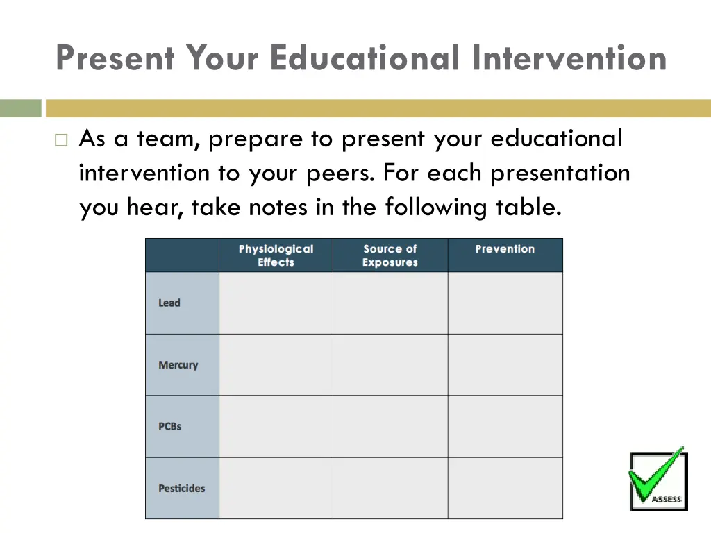 present your educational intervention