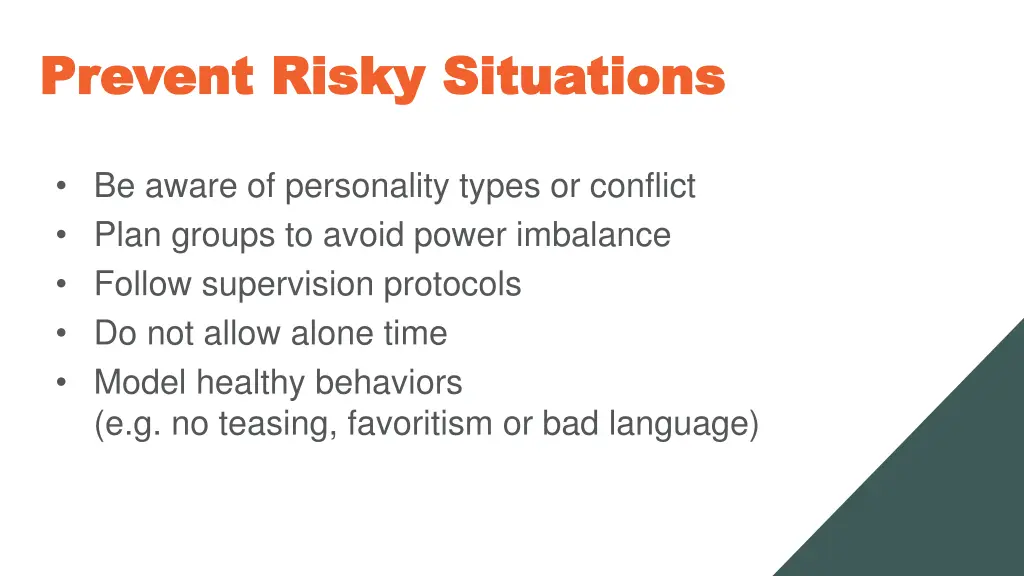 prevent risky situations prevent risky situations