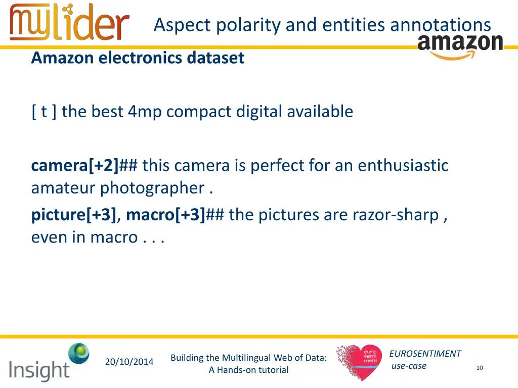 aspect polarity and entities annotations