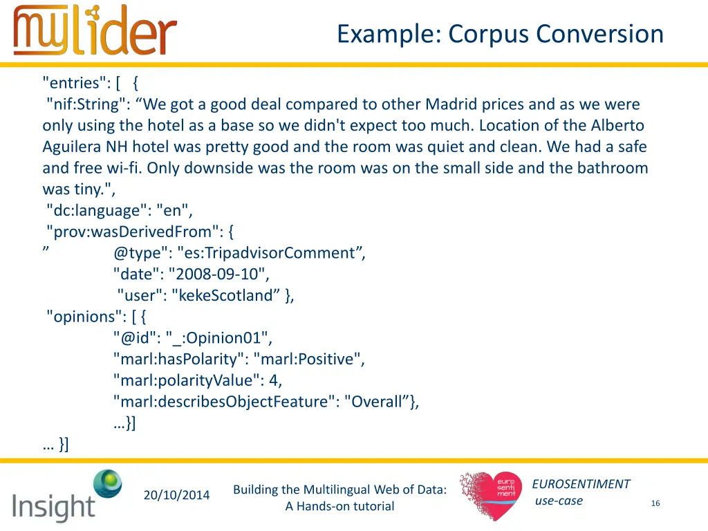 example corpus conversion