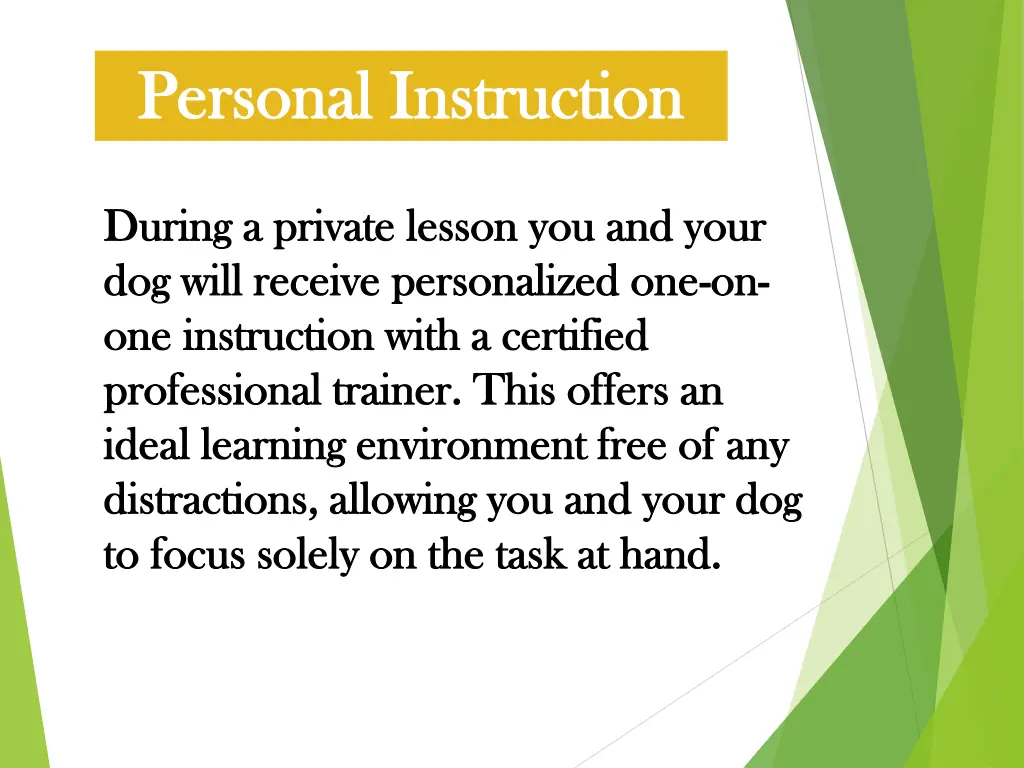 personal instruction personal instruction