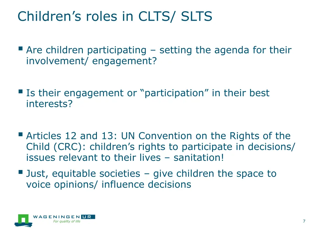 children s roles in clts slts