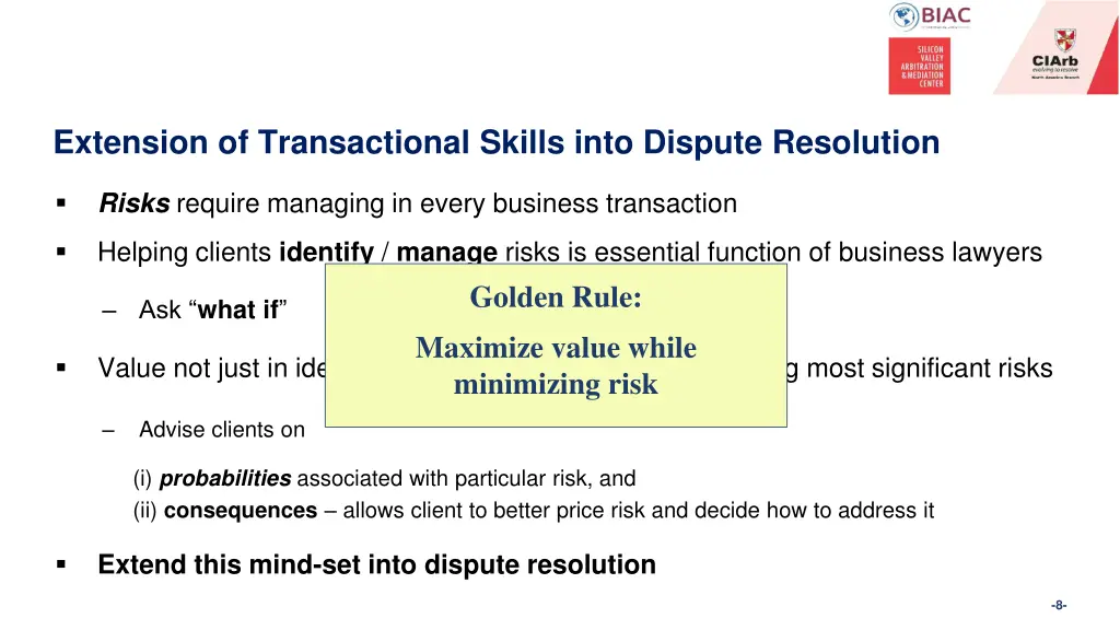 extension of transactional skills into dispute