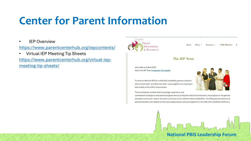 center for parent information