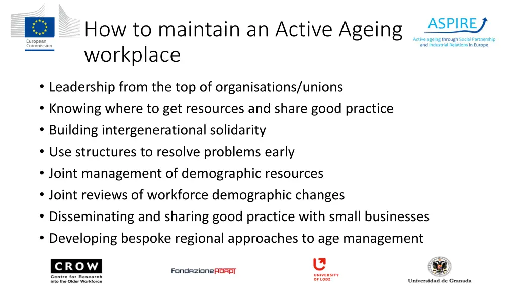 how to maintain an active ageing workplace