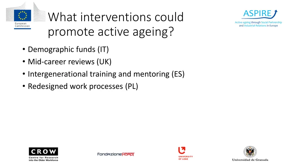 what interventions could promote active ageing