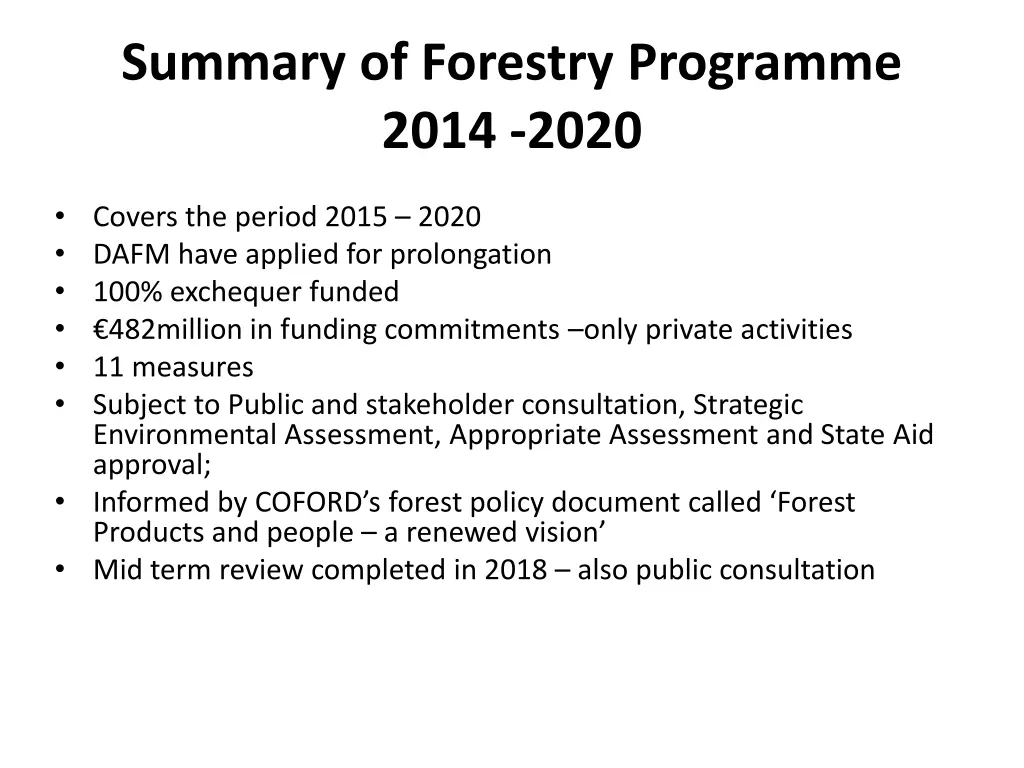 summary of forestry programme 2014 2020