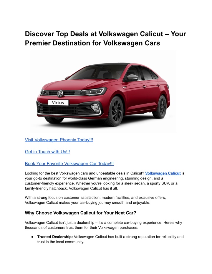 discover top deals at volkswagen calicut your