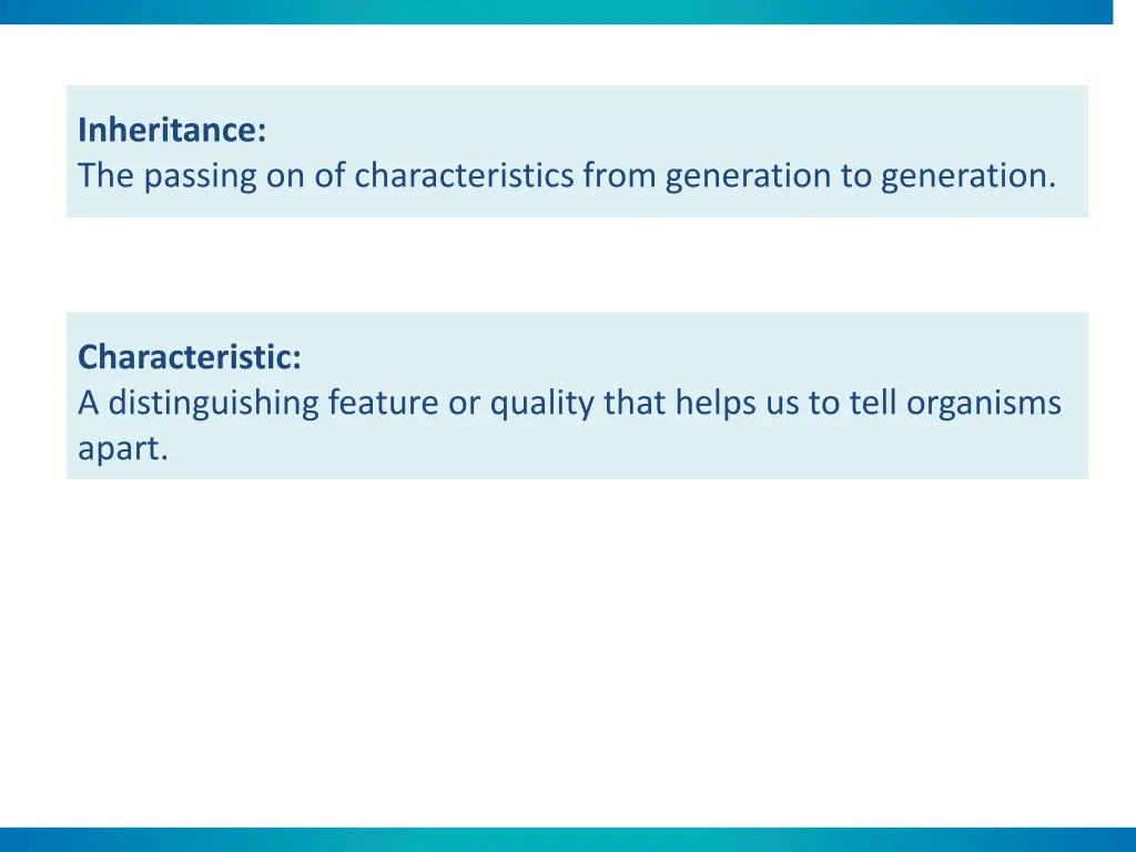 inheritance the passing on of characteristics