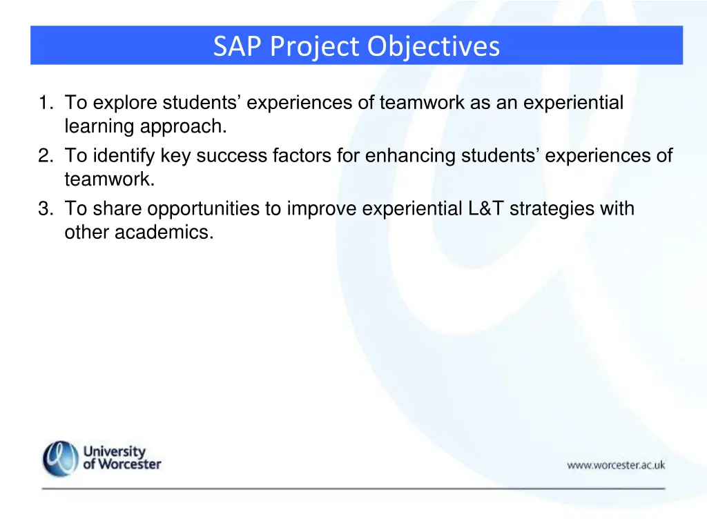 sap project objectives