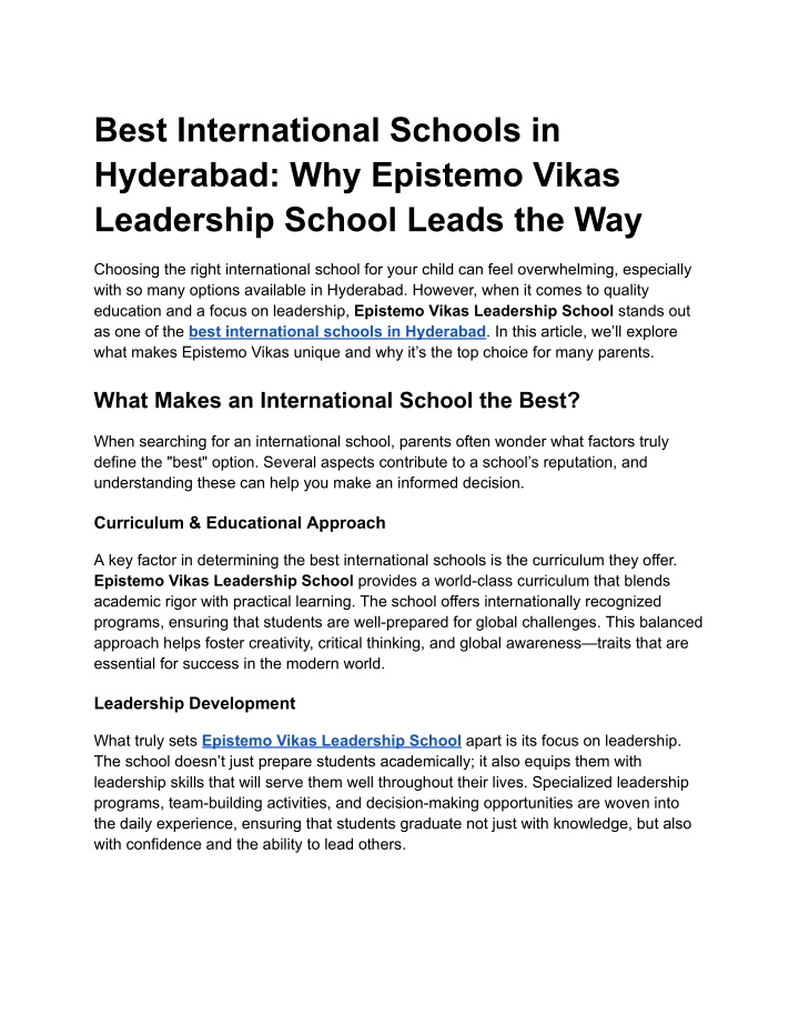 best international schools in hyderabad