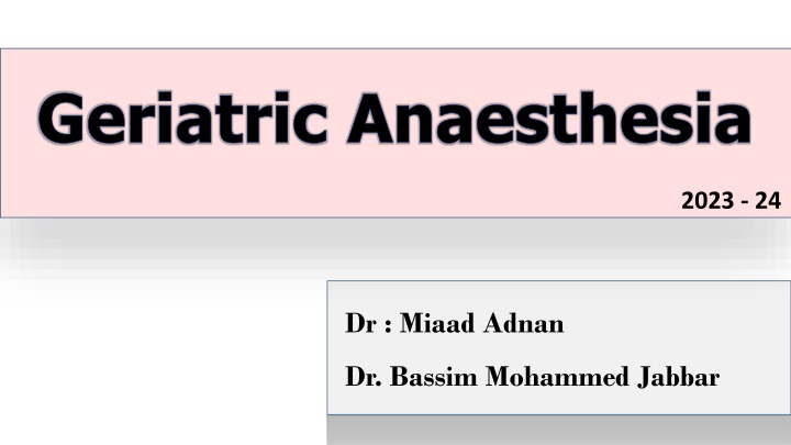 geriatric anaesthesia