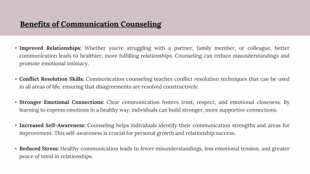 benefits of communication counseling