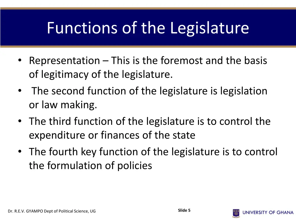 functions of the legislature