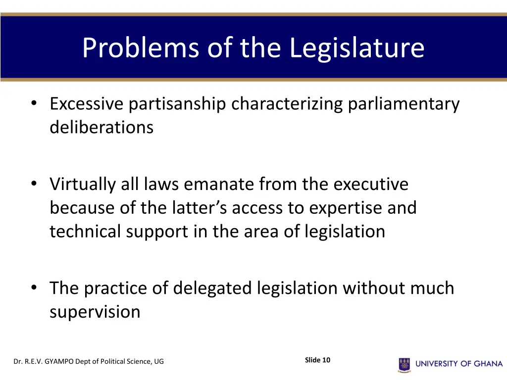 problems of the legislature