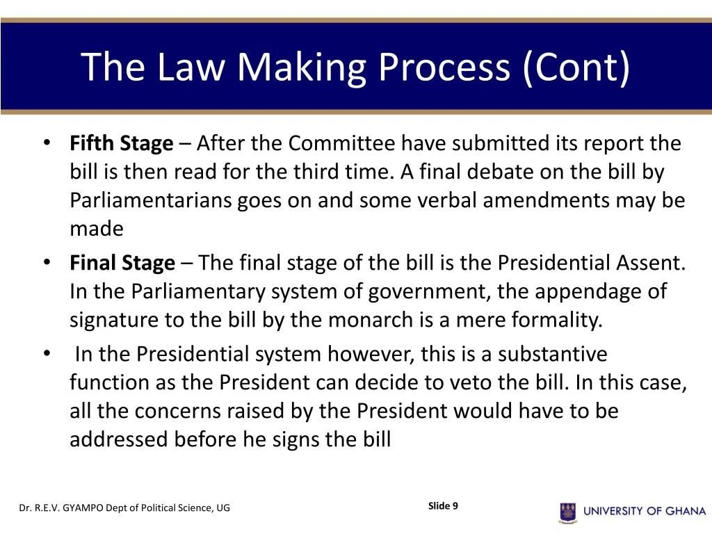 the law making process cont 1