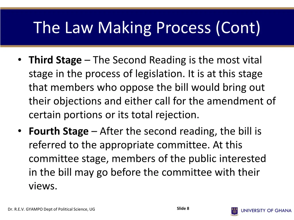 the law making process cont