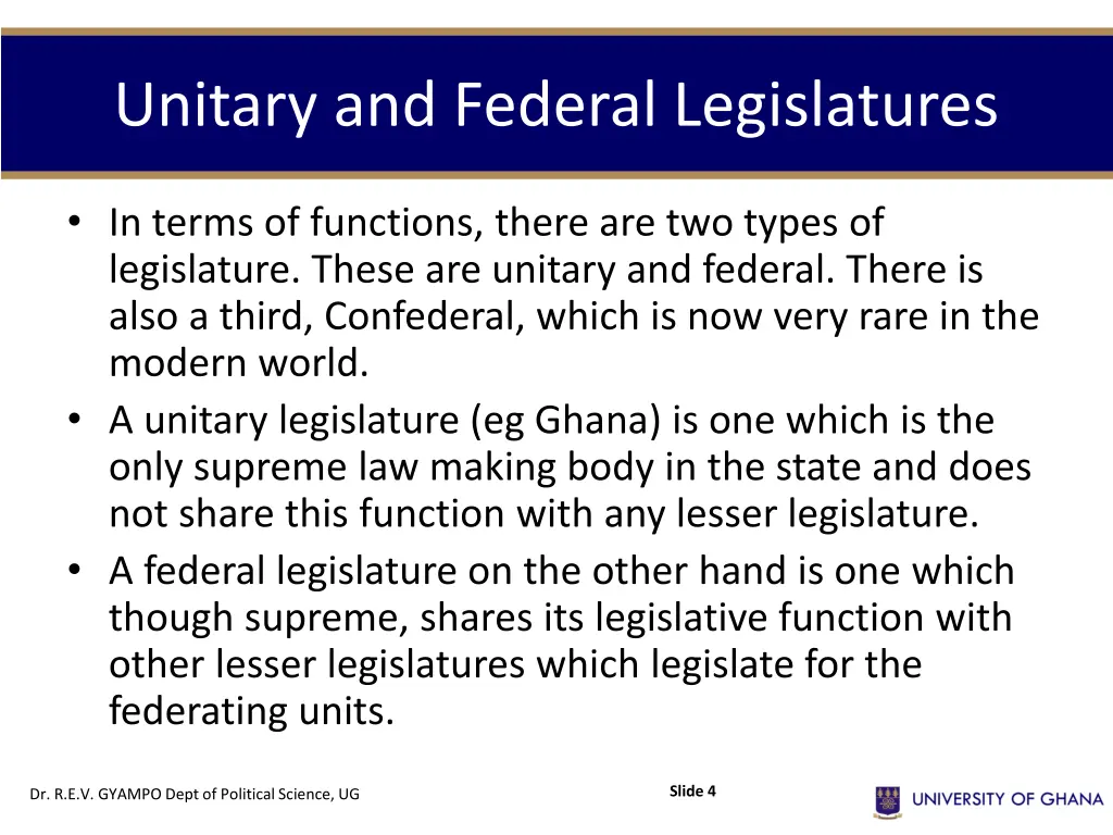 unitary and federal legislatures