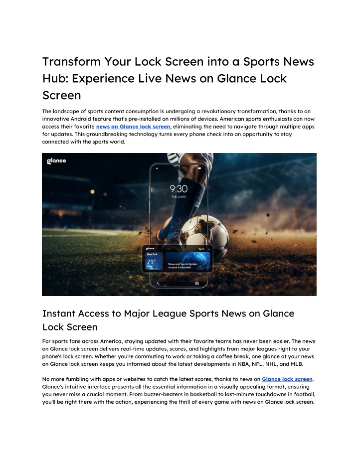 transform your lock screen into a sports news