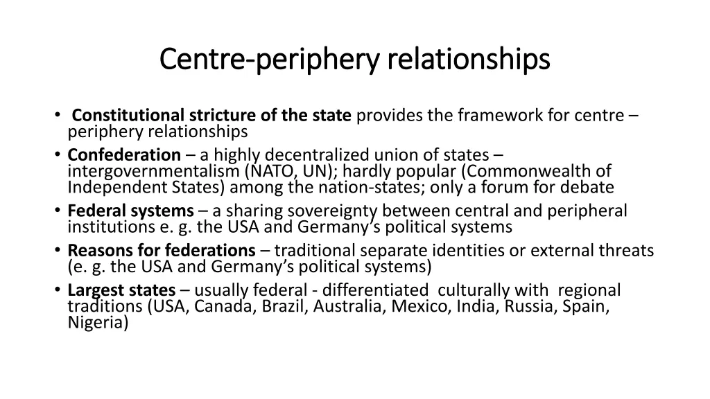 centre centre periphery periphery relationships