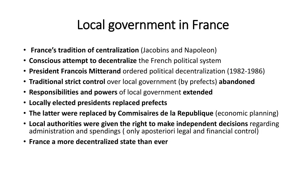 local local government government in in france