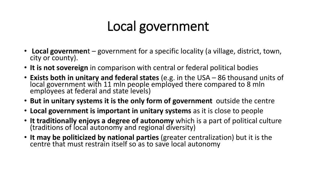 local local government government