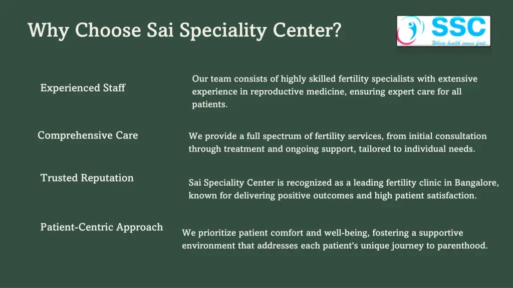 why choose sai speciality center