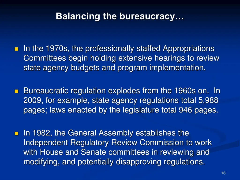 balancing the bureaucracy