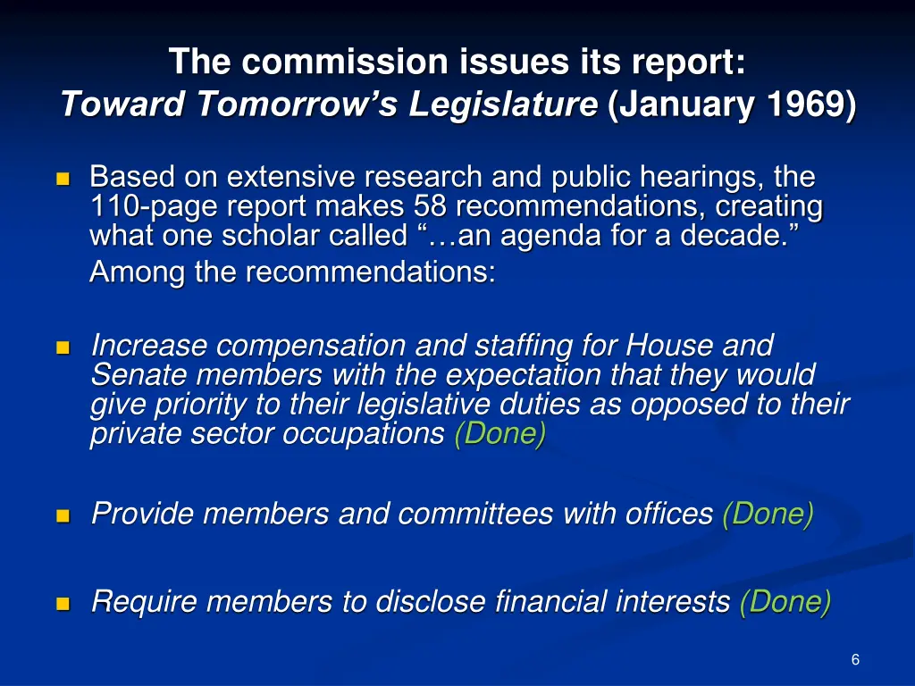 the commission issues its report toward tomorrow