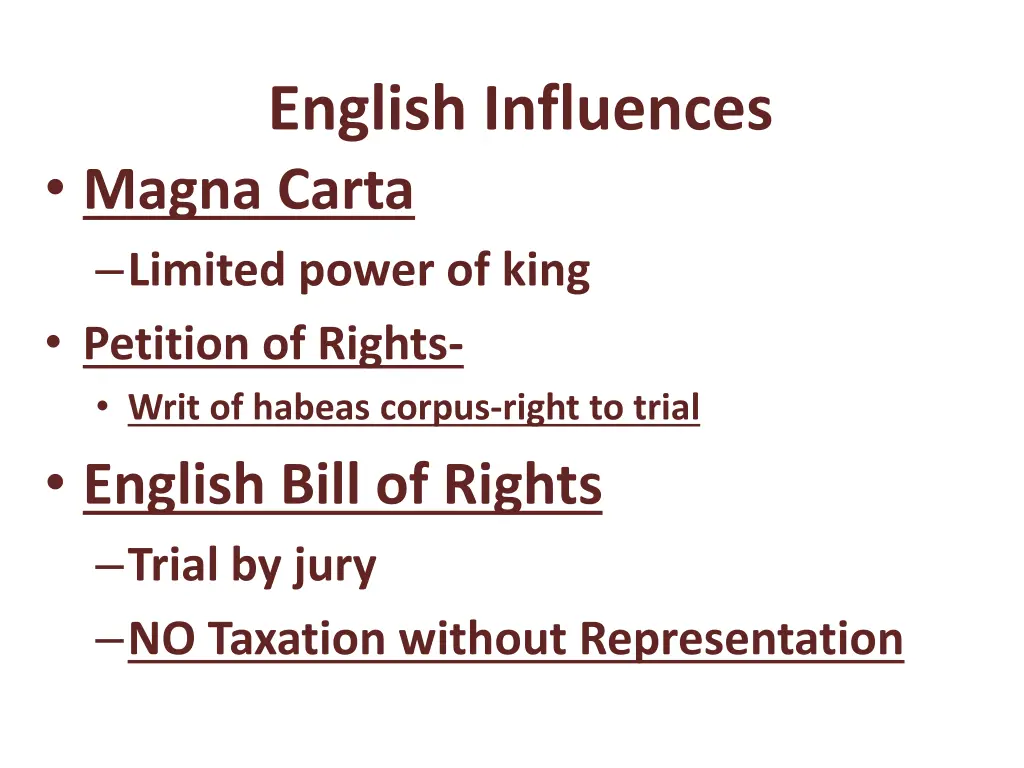 english influences magna carta limited power