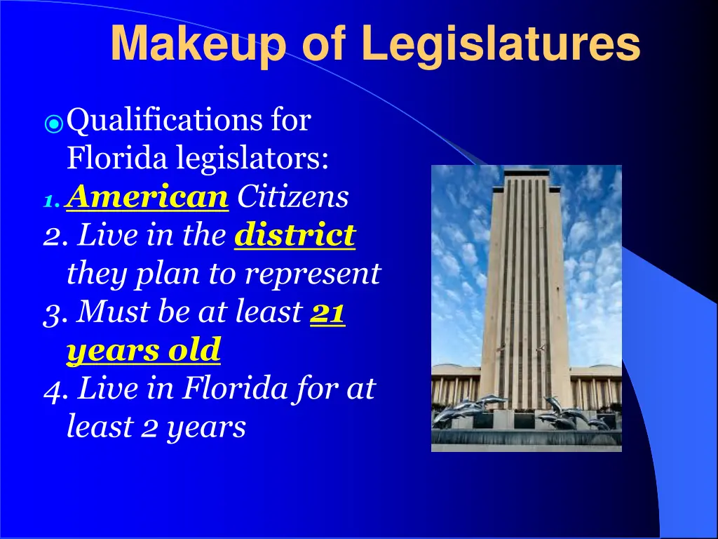 makeup of legislatures