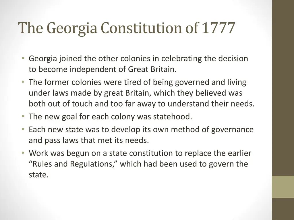 the georgia constitution of 1777