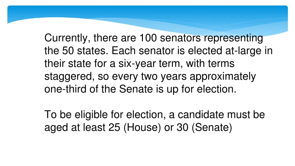 currently there are 100 senators representing