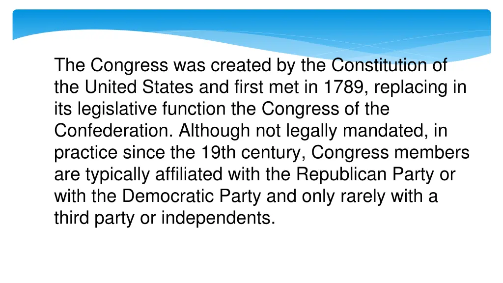 the congress was created by the constitution