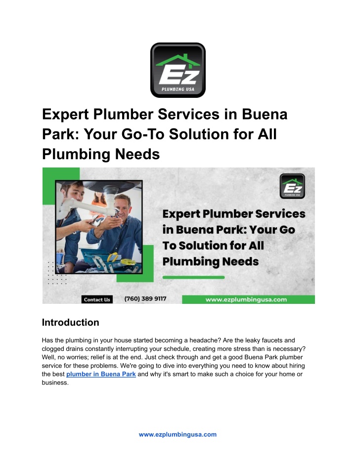 expert plumber services in buena park your