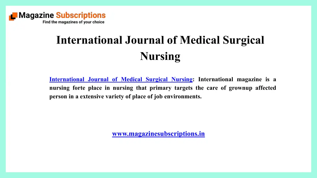 international journal of medical surgical nursing