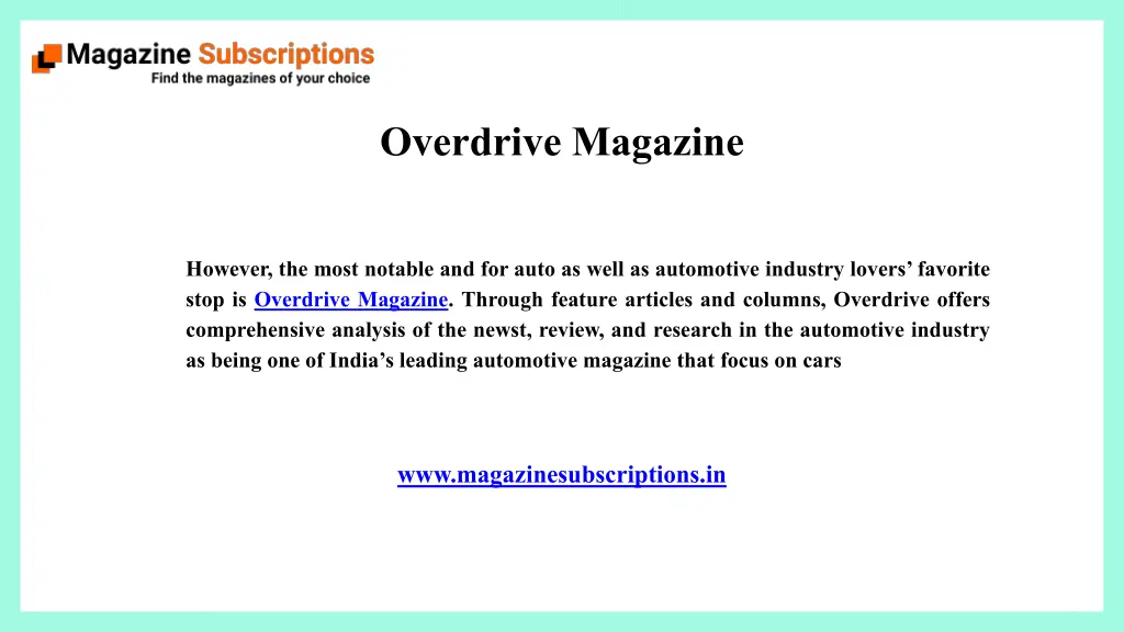 overdrive magazine