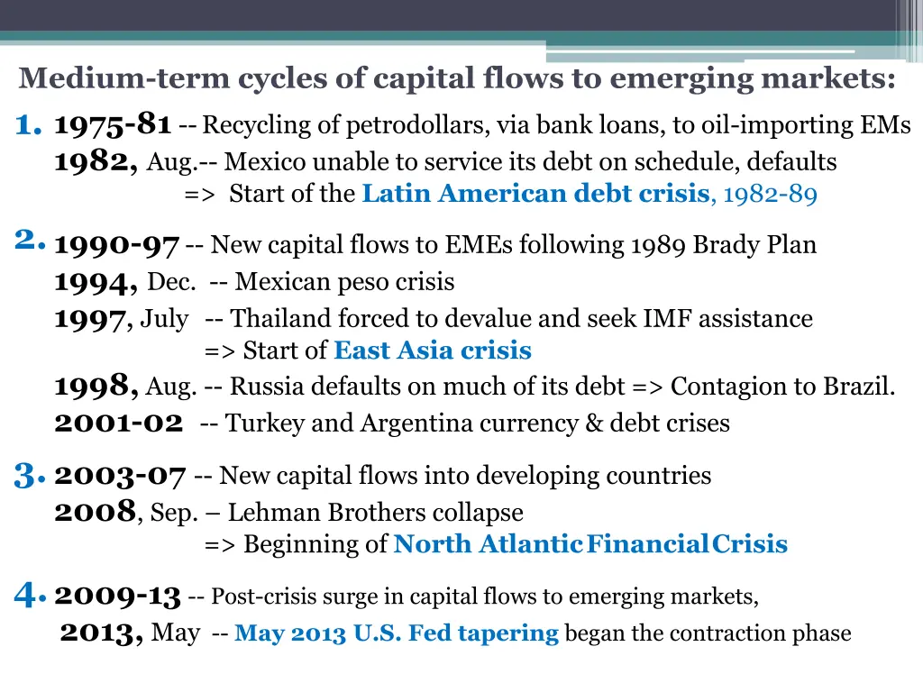 medium term cycles of capital flows to emerging