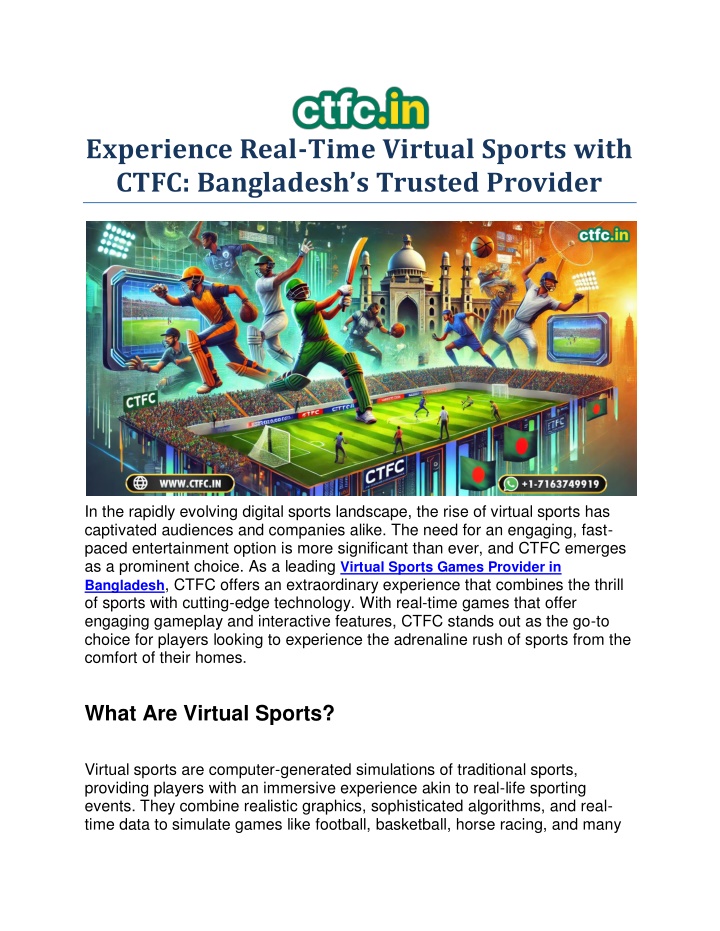 experience real time virtual sports with ctfc