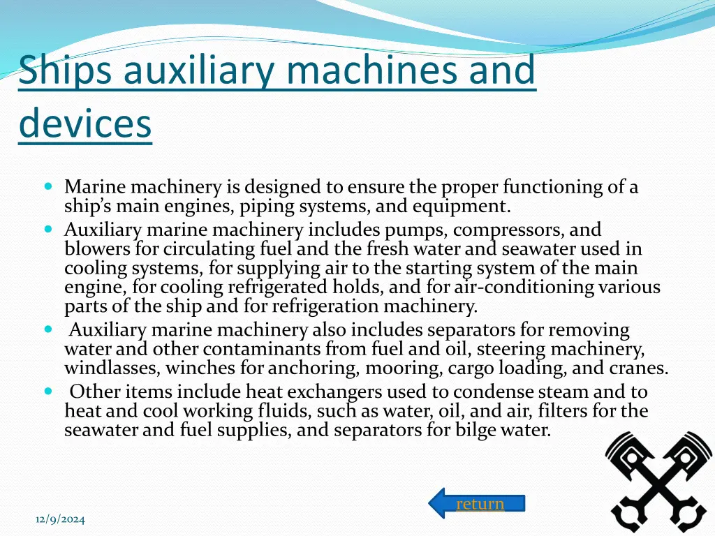 ships auxiliary machines and devices