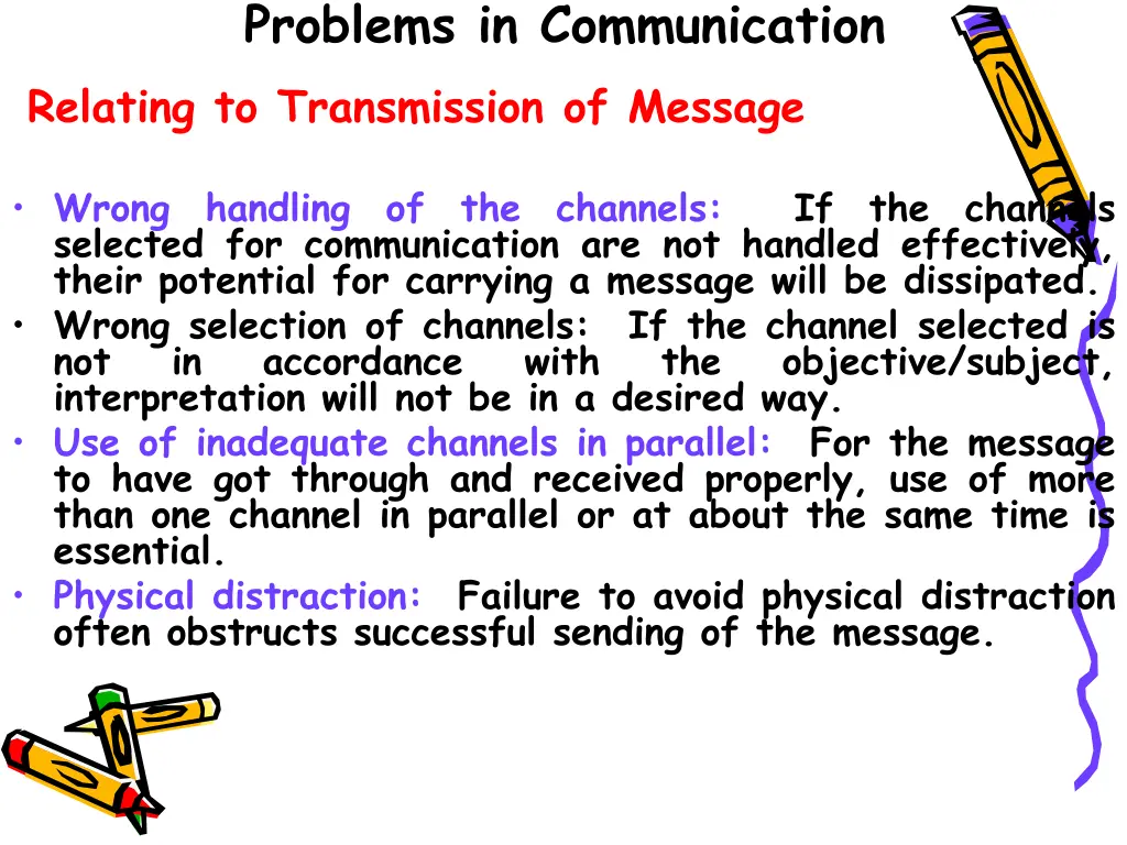 problems in communication relating