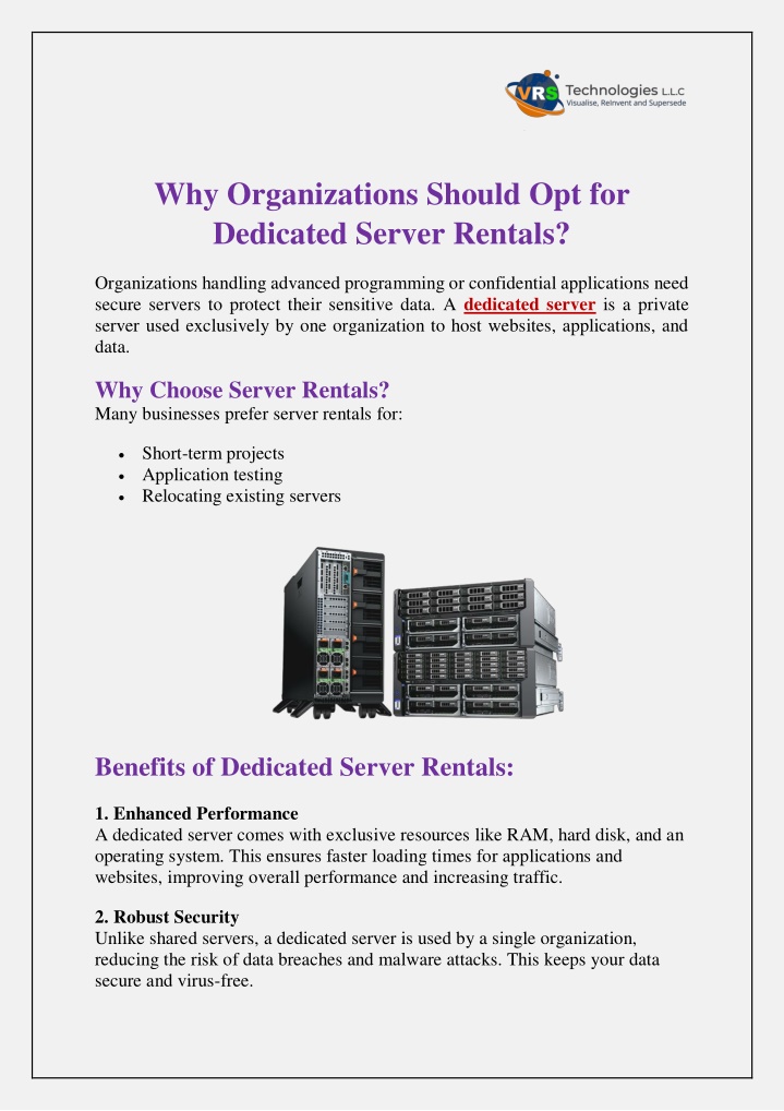 why organizations should opt for dedicated server