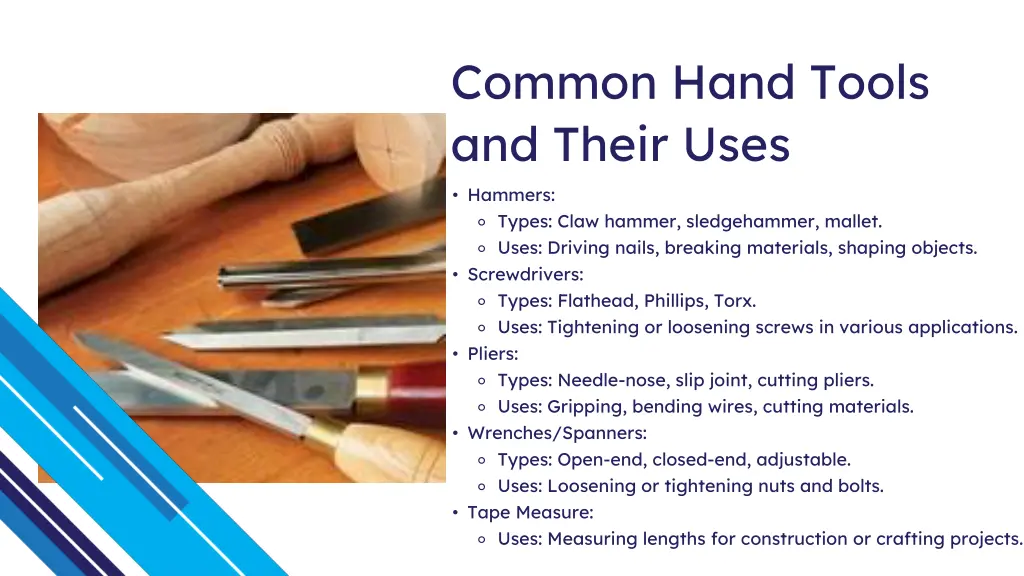 common hand tools and their uses