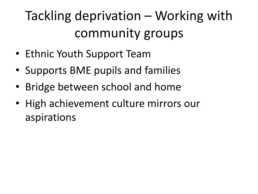 tackling deprivation working with community groups