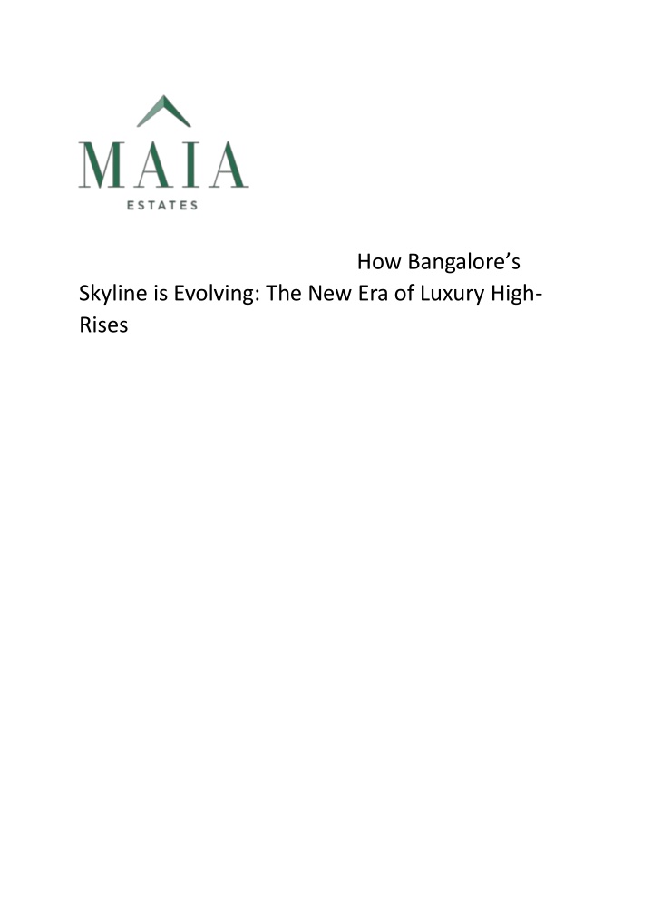 how bangalore s skyline is evolving