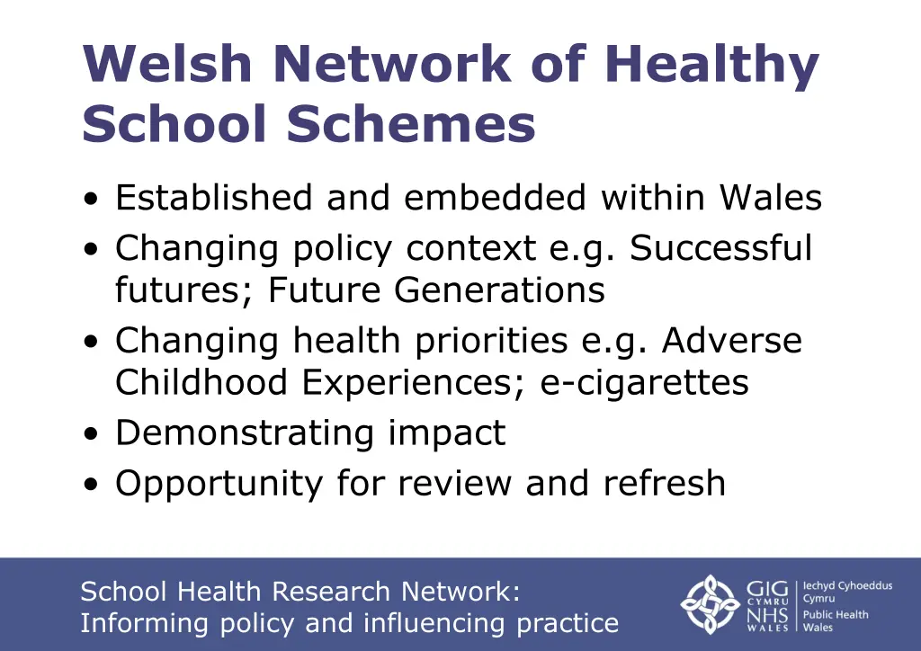 welsh network of healthy school schemes