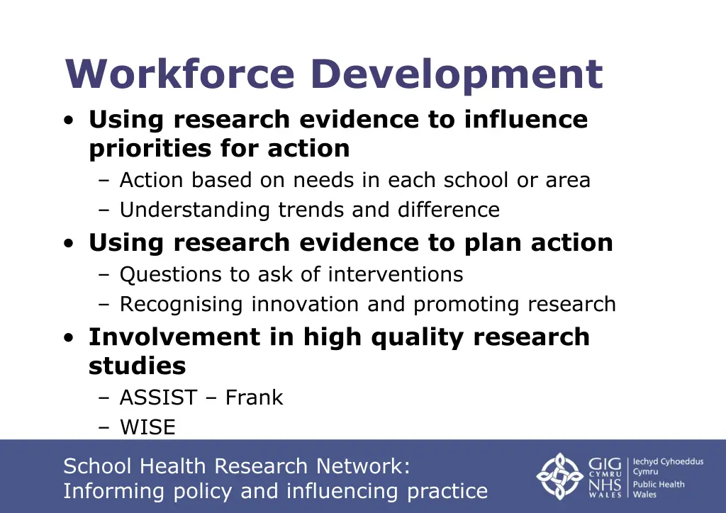 workforce development using research evidence