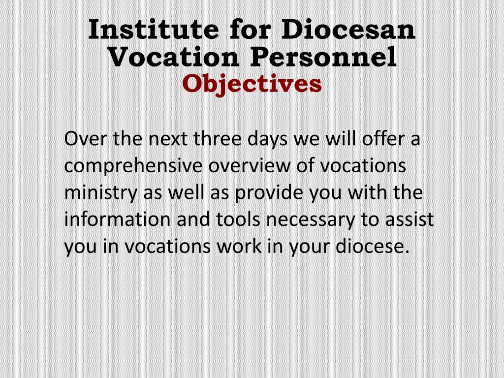 institute for diocesan vocation personnel